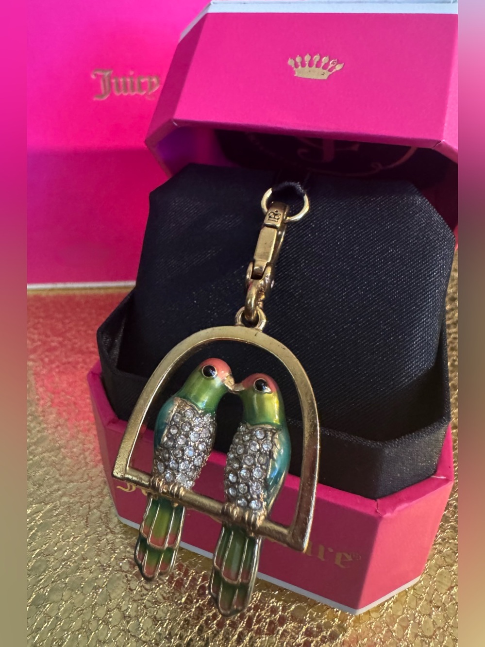 VTG Rare Juicy Couture Kissing Birds Charm Collectable with Original Box -#2007